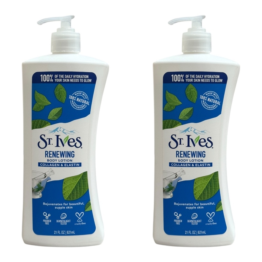 St. Ives Renewing Collagen Elastin Body Lotion 100% Natural 21 oz Lot of 2